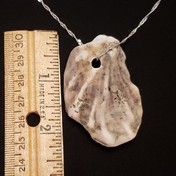 Ocean Treasures Collection artisan shell necklace w/20" 925plated Sterling chain - Picture 3 of 5